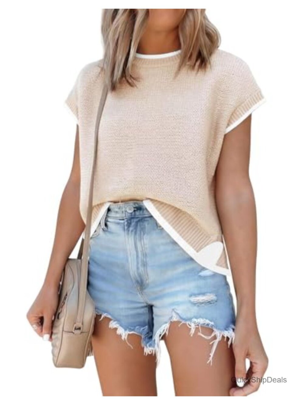 Cap Sleeve Knit Sweater Vest Women's Sleeveless Pullover Summer Top